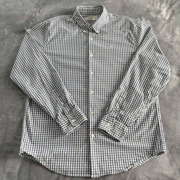 Abercrombie & Fitch Mens XL Gray‎ Gingham Long Sleeve Button Down Shirt - Picture 2 of 8